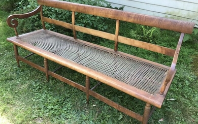 Antique 19th C American Tiger Maple Bench