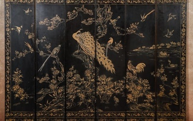 Antique Chinese 6-Panel Lacquer Screen, 6' x 8'