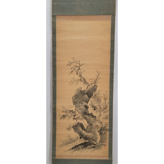 Antique Chinese Scroll Painting Signed On Silk