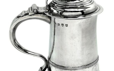 Antique George II Georgian Sterling Silver Lidded Tankard / Beer Mug 1758