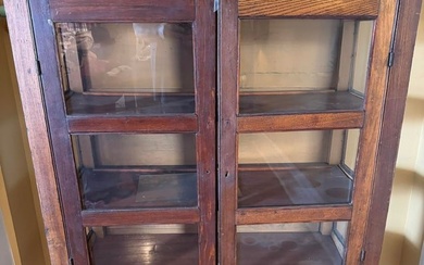 Antique Oak Mission Display Cabinet