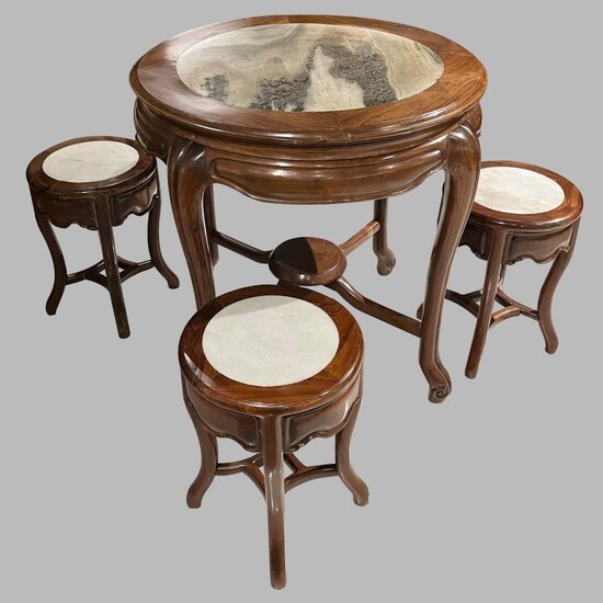 大理石红木茶台一套十九世纪 Antique Rosewood And Marble Tea Table Set Table:...