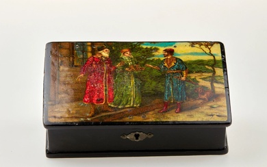 Antique Russian box "Kissing Rite".