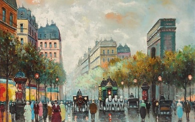 Antoine Blanchard (French 1910-1988), On the Boulevard (Paris Street Scene)