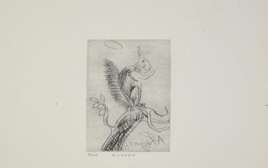 Antonio Ligabue (1899 - 1965) SCOIATTOLO puntasecca, cm 20x15, su foglio cm...