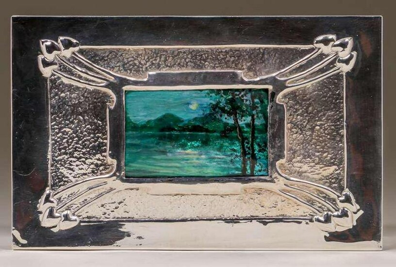 Archibald Knox Influenced Silver-Plated & Enamel Box