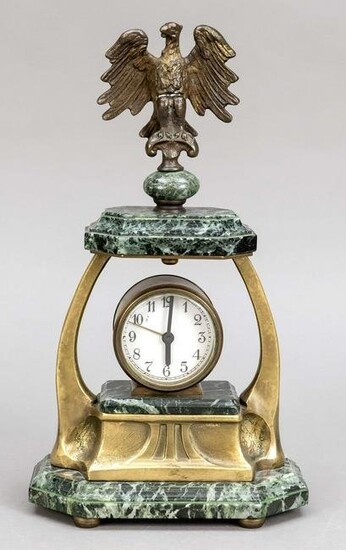 Art Nouveau table clock, green