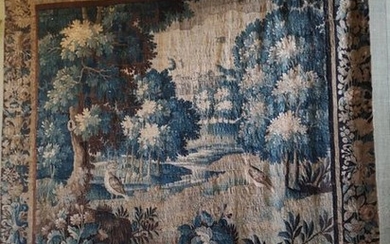 Aubusson, tapestry with a wooded landscape decorating a...