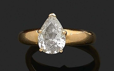BAGUE « DIAMANT » Diamant forme poire taille... - Lot 70 - Aguttes