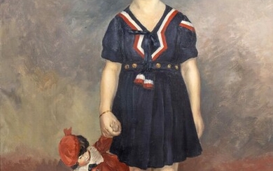 BERTHOMMÉ-SAINT-ANDRÉ Louis (1905-1977) "Fillette républicaine" Huile sur toile, signée 100 x 73 cm