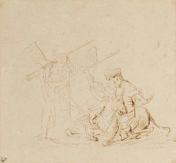 Balaam and his Ass, and the Angel, Rembrandt School, 1630s