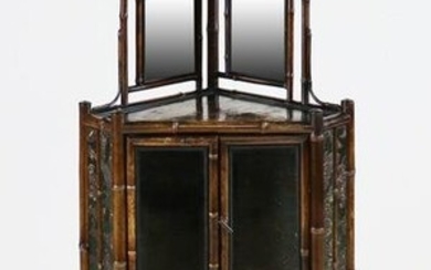 Bamboo Corner Cabinet With Mirror Top