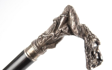 Beautiful Cane with silver handle of semi-nude woman