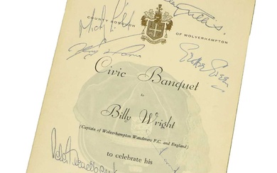 Billy Wright Civic Banquet 29th April 1959 Menu And Seating Arrangements