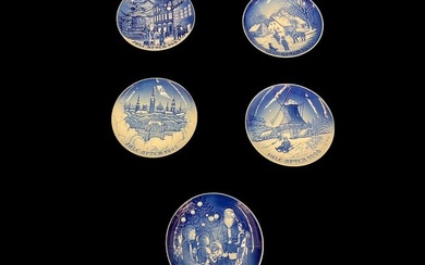 Bing & Grondahl Porcelain Five Christmas Plates, 1993-1996, 1998
