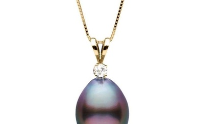 Black Tahitian Drop Shape Pearl and Diamond Radiance Pendant