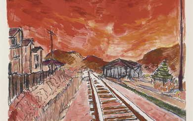 Bob Dylan, American b. 1941- Train Tracks (red), 2012; giclée...
