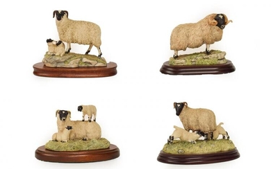 Border Fine Arts Sheep Groups Including: 'Blackfaced Ewe and lambs'...