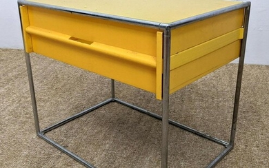 Bright Yellow Molded Plastic One Drawer Stand. Yellow g