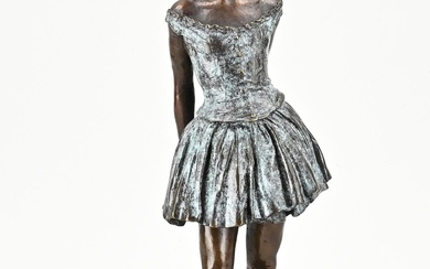 Bronze replica to Degas. Ballet girl/ballerina on marble pedestal. 21st century. Size: H 39 cm....