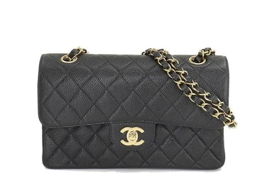 CHANEL Matelasse 23 Chain Shoulder Bag Caviar Skin Leather Black A01113 Vintage Gold Hardware