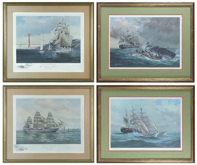 CHARLES LUNDGREN, United States, 1911-1988, Four lithographs:, 24.5" x 30.5" sight and 17.5" x 24.5" sight. Framed 34" x 41".