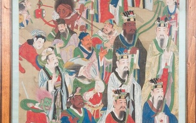 CHINE, XVIIIe sècle Peinture en polychromie sur soie, probablement d'une série de « la Terre...