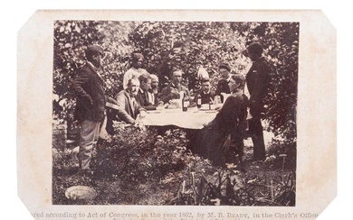 [CIVIL WAR]. O'SULLIVAN, Timothy, photographer. CDV of group of men at Beaufort, SC, possibly