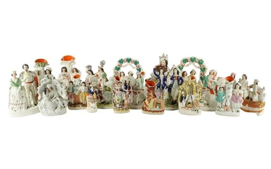 COLLECTION OF STAFFORDSHIRE POTTERY FIGURES
