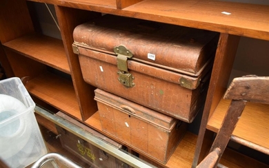 COLLECTION OF THREE VINTAGE TIN TRUNKS INCLUDING VICTORIAN AND MILITARY