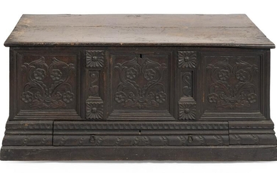 CONTINENTAL CARVED HARDWOOD COFFER 18th Century Height