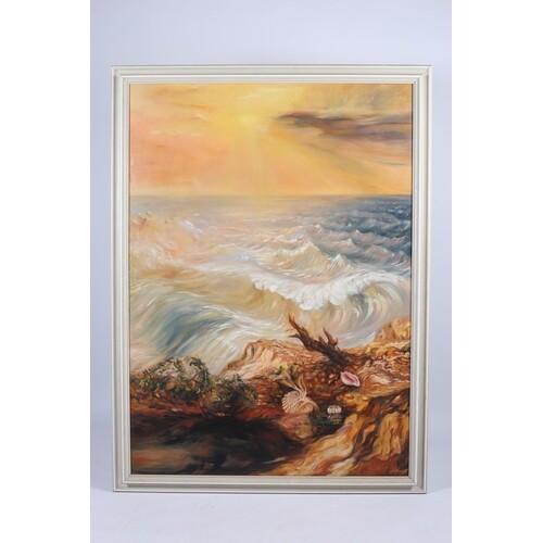 CONTINENTAL SCHOOL SEASCAPE Oil on canvas indistinctly signe...