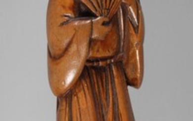 Canne sculptéeChine, vers 1920, modèle fabriqué à partir d'un seul morceau de bambou, la poignée...