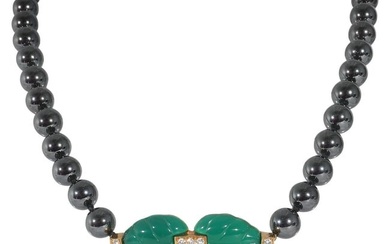 Cartier Patiala Hematite Beads & Diamond Necklace in 18K Yellow Gold 0.15 CTW