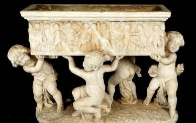 Carved Figural Carved Putti Marble Centerpiece