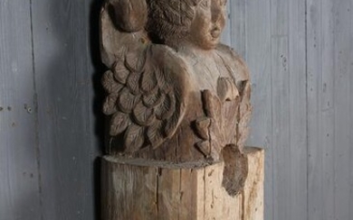 Carved Wood Figural Angel Corbel