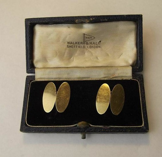 Cased 9ct Yellow Gold Cufflinks Chester 1947