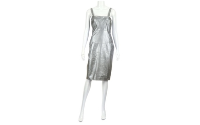 Chanel Silver Lambskin Leather Dress - size 42