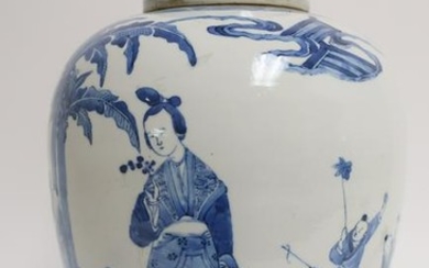 Chinese Blue & White Ginger Jar Lamp