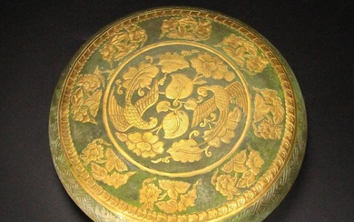 Chinese Gilt Gold Bronze Flowers & Bird Design Box