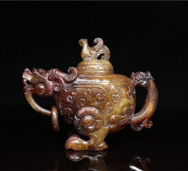 Chinese Jade Dragon Pot