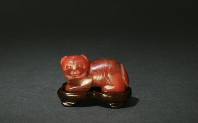 Chinese Red Agate Lion, 18th Century