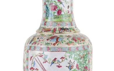 Chinese Rose Medallion Baluster Form Floor Vase