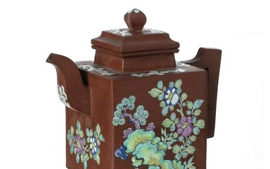 Chinese Yixing Ceramic square Teapot, Minguo