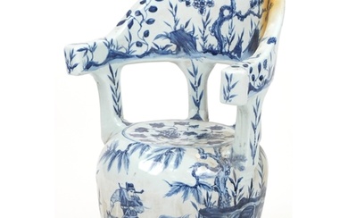 Chinese blue and white porcelain garden seat hand painted wi...