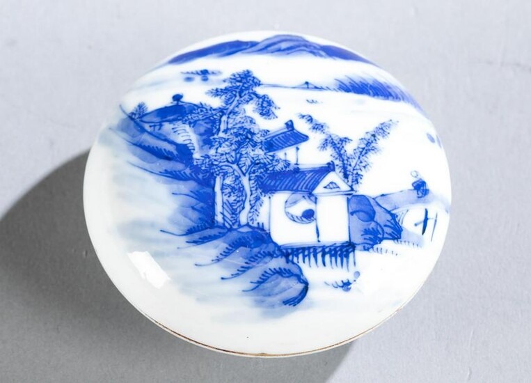 Chinese blue and white porcelain ink box, 19th c.