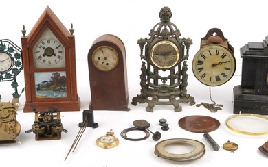Clocks and accessories including Victorian black slate and m...