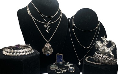 Collection Mostly Sterling Silver, Mexican Sterling, 14k White Gold Vintage Jewelry