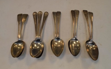 Collection of silver table spoons to include a pair...