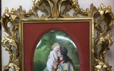 Continental Porcelain Plaque Depicting a Mother and